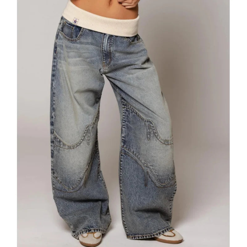 Baggy Jeans Damen | Low Waist mit Weitem Bein