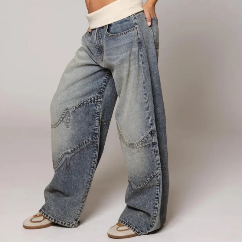 Baggy Jeans Damen | Low Waist mit Weitem Bein