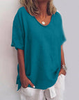 Bluse Damen V Ausschnitt | Lockeres Oberteil Kurzarm