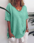 Bluse Damen V Ausschnitt | Lockeres Oberteil Kurzarm