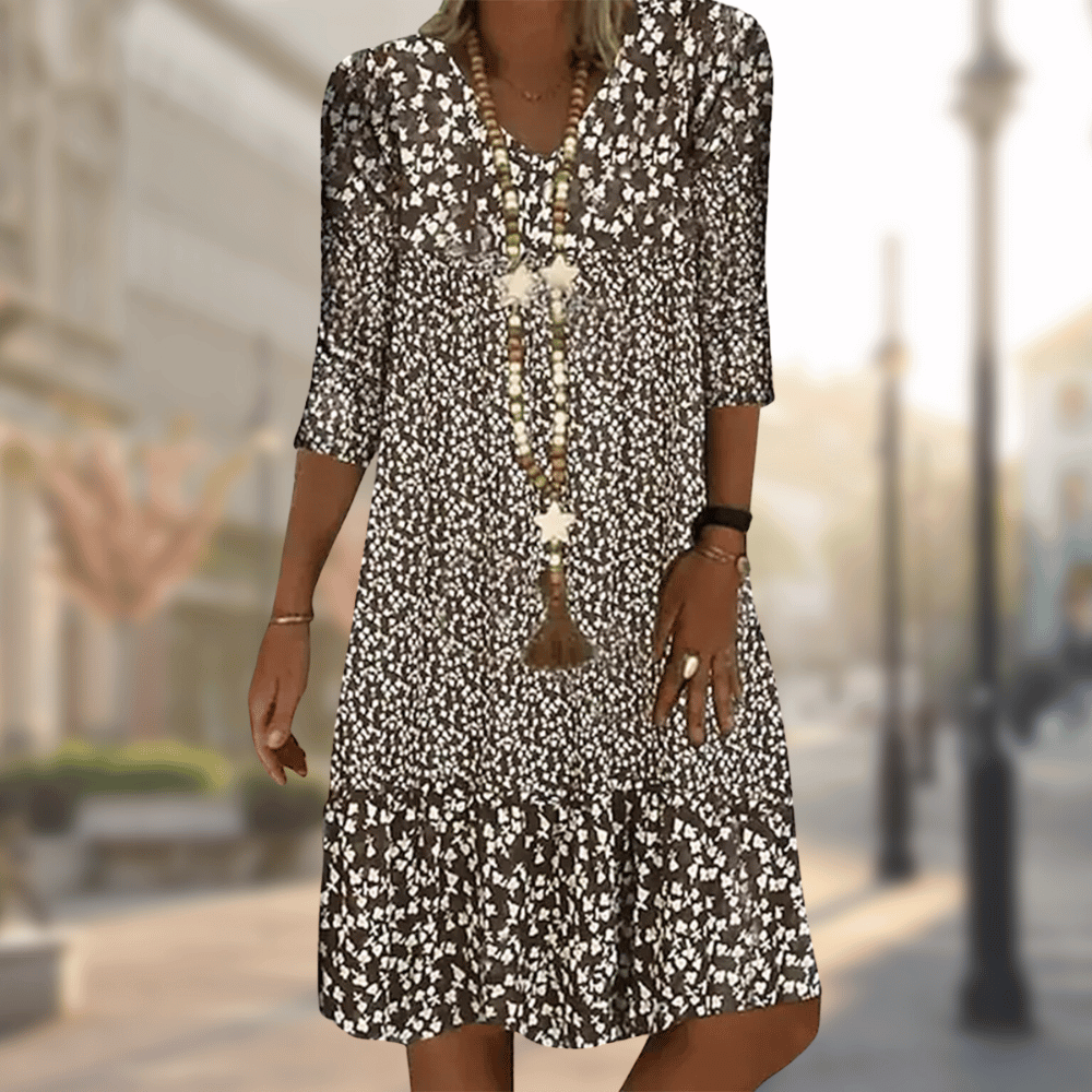Boho Sommerkleid Damen mit V-Ausschnitt Hals | Mini