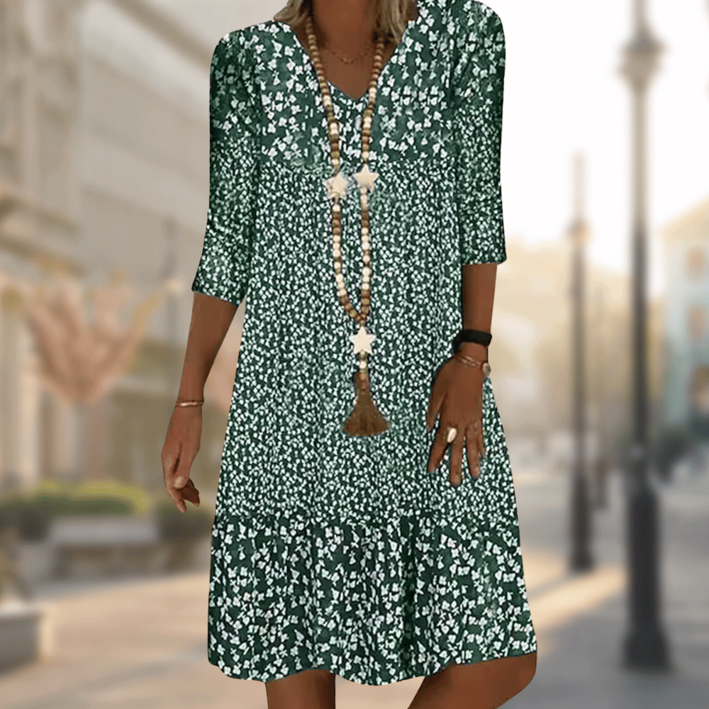 Boho Sommerkleid Damen mit V-Ausschnitt Hals | Mini