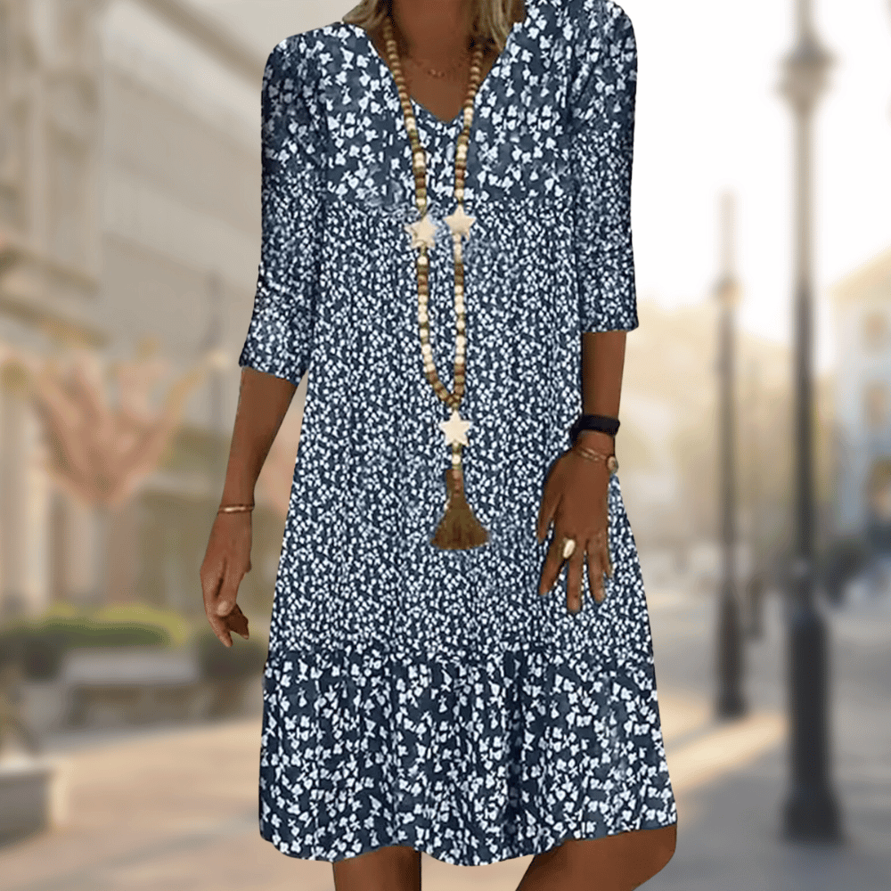 Boho Sommerkleid Damen mit V-Ausschnitt Hals | Mini