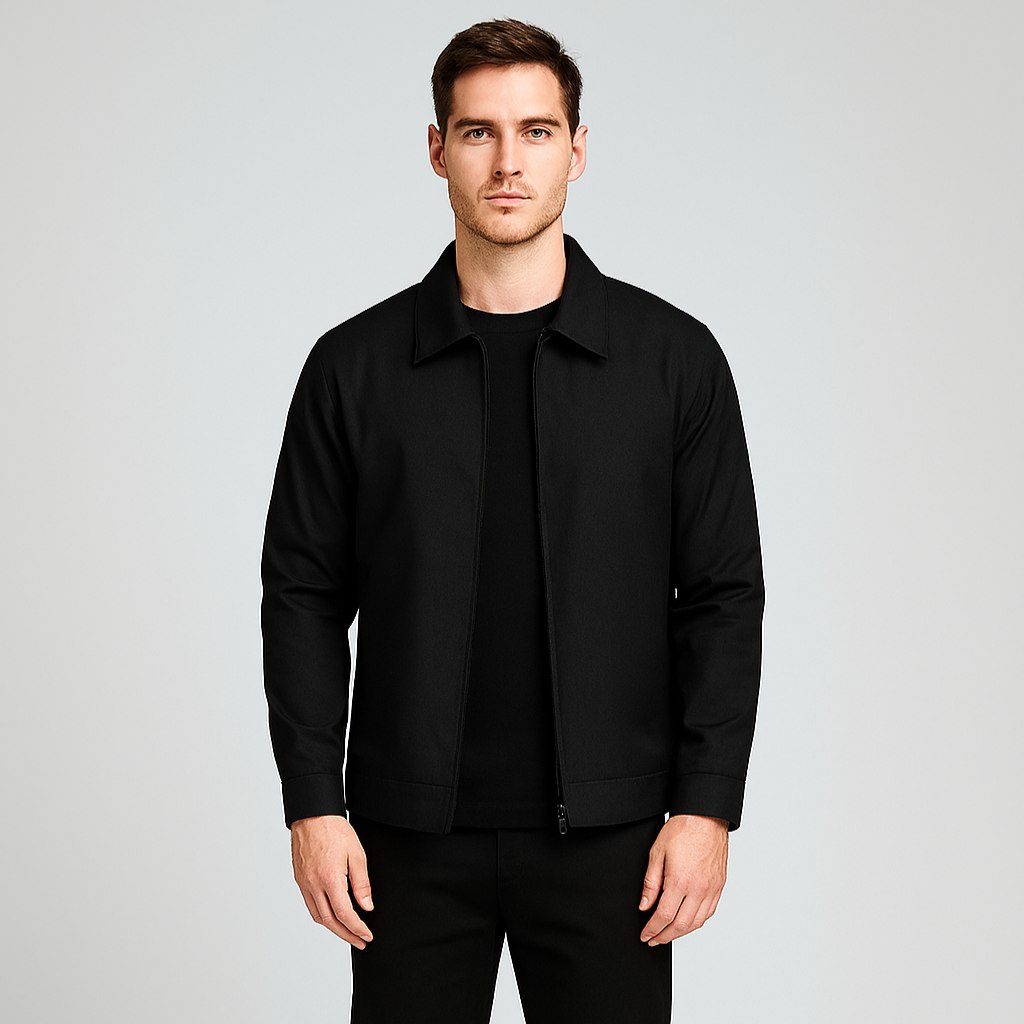 Herren Kragen Langen Ärmeln Klassiker Jacke | Reißverschluss