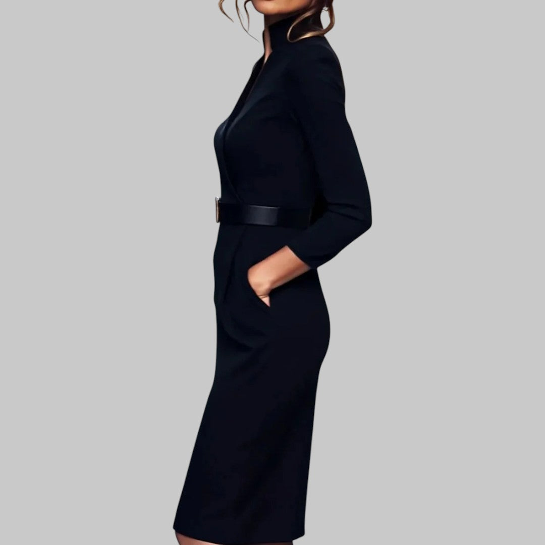 Cocktailkleid Damen | Tailliert mit Gürtel