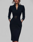Cocktailkleid Damen | Tailliert mit Gürtel