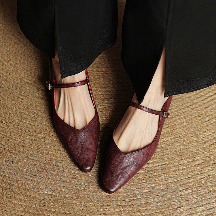 Damen Flache Mules Mit Spitzer Zehenpartie Und Riemchen | Schnalle
