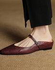 Damen Flache Mules Mit Spitzer Zehenpartie Und Riemchen | Schnalle