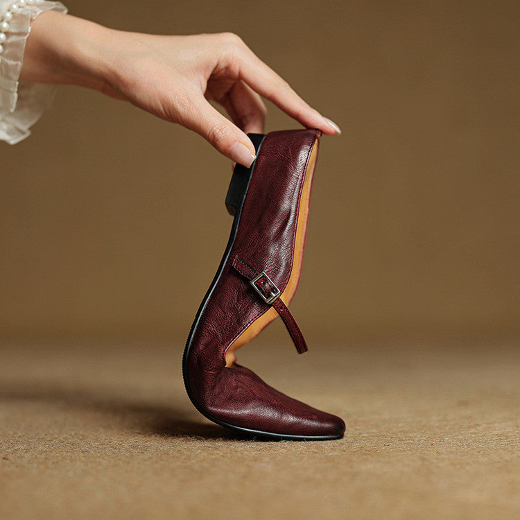 Damen Flache Mules Mit Spitzer Zehenpartie Und Riemchen | Schnalle