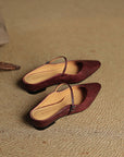 Damen Flache Mules Mit Spitzer Zehenpartie Und Riemchen | Schnalle