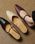 Damen Flache Mules Mit Spitzer Zehenpartie Und Riemchen | Schnalle