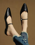 Damen Flache Mules Mit Spitzer Zehenpartie Und Riemchen | Schnalle
