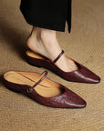 Damen Flache Mules Mit Spitzer Zehenpartie Und Riemchen | Schnalle