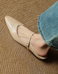 Damen Flache Mules Mit Spitzer Zehenpartie Und Riemchen | Schnalle