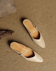 Damen Flache Mules Mit Spitzer Zehenpartie Und Riemchen | Schnalle