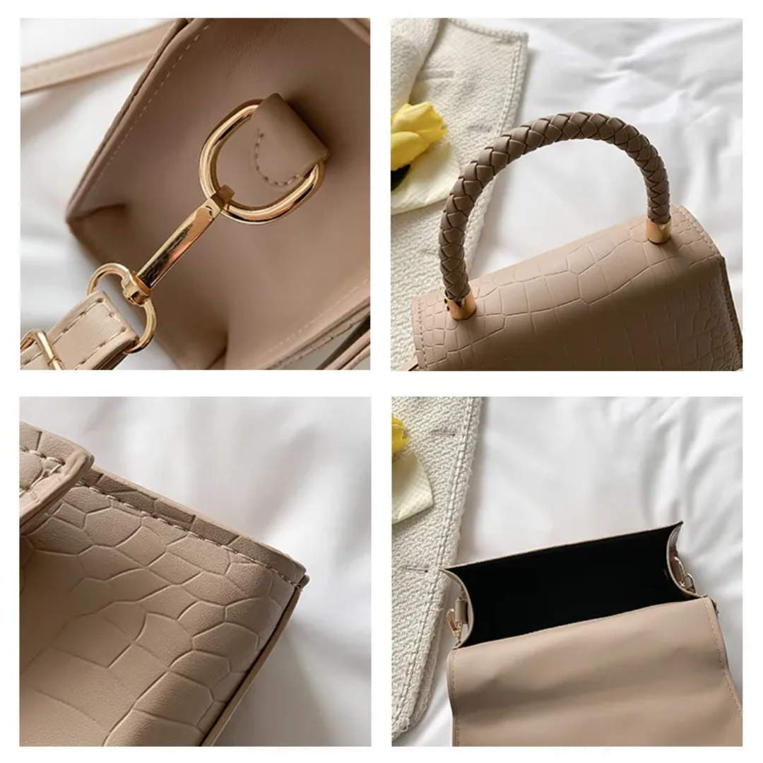 Handtasche Damen Kroko Optik | Kleine Schultertasche mit Griff
