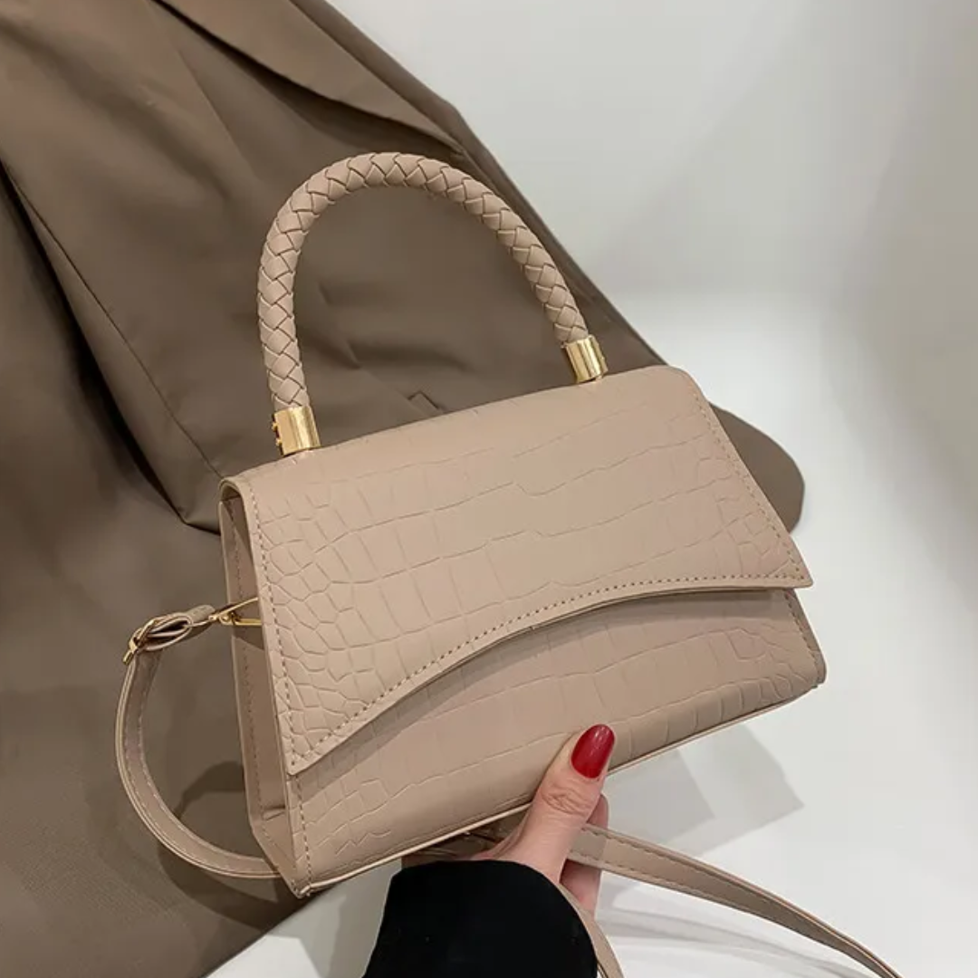 Handtasche Damen Kroko Optik | Kleine Schultertasche mit Griff