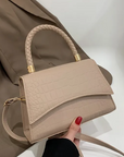 Handtasche Damen Kroko Optik | Kleine Schultertasche mit Griff