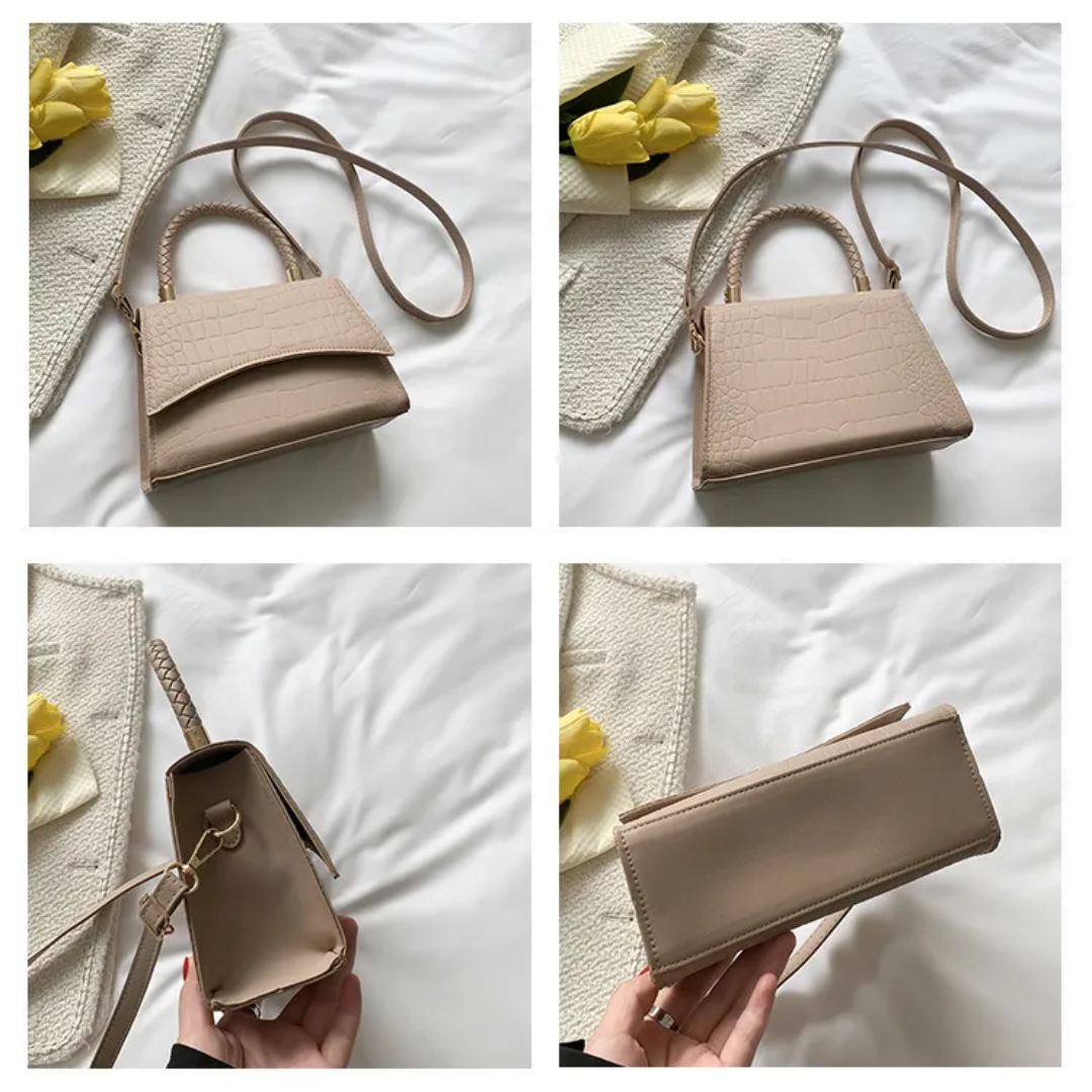 Handtasche Damen Kroko Optik | Kleine Schultertasche mit Griff