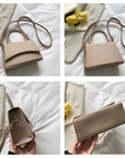 Handtasche Damen Kroko Optik | Kleine Schultertasche mit Griff
