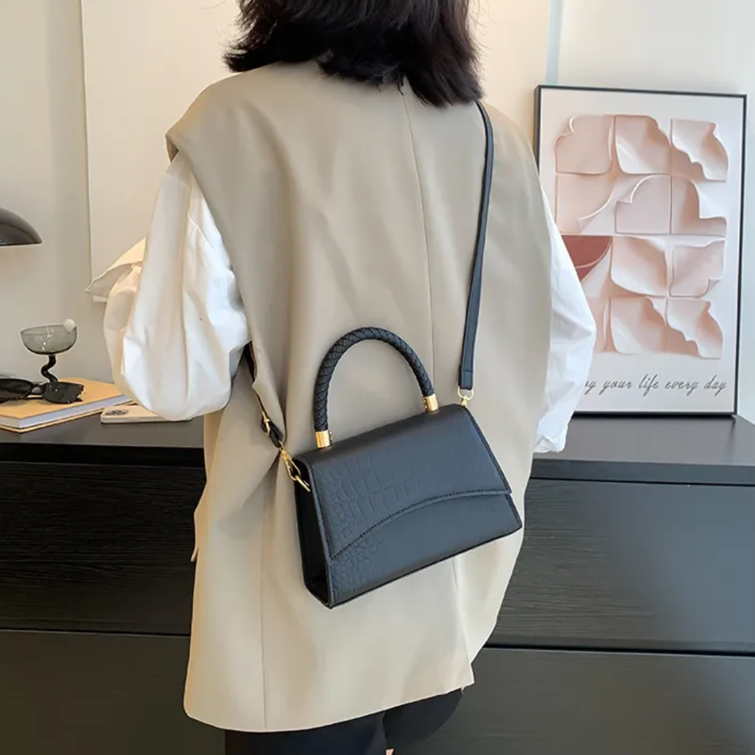 Handtasche Damen Kroko Optik | Kleine Schultertasche mit Griff