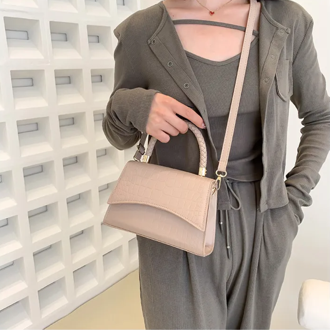 Handtasche Damen Kroko Optik | Kleine Schultertasche mit Griff