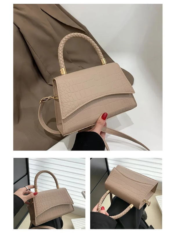 Handtasche Damen Kroko Optik | Kleine Schultertasche mit Griff