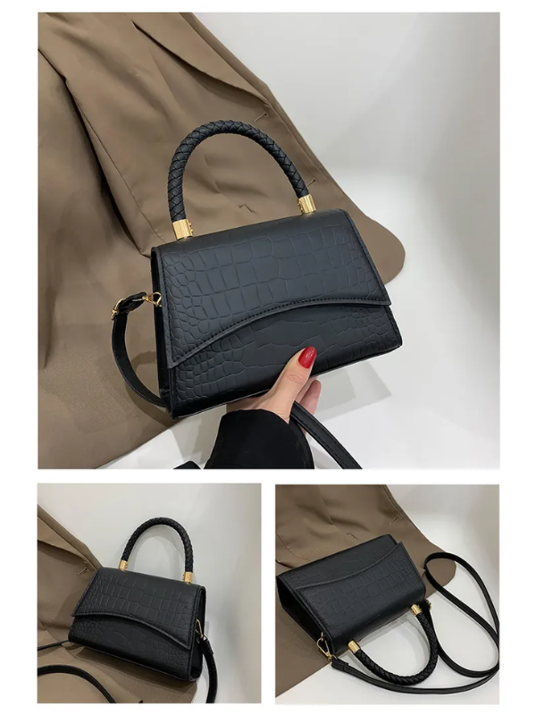 Handtasche Damen Kroko Optik | Kleine Schultertasche mit Griff