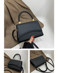 Handtasche Damen Kroko Optik | Kleine Schultertasche mit Griff