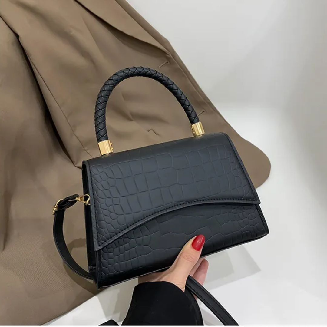 Handtasche Damen Kroko Optik | Kleine Schultertasche mit Griff