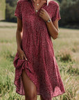 Hemdblusenkleid Damen Midi | Kleid mit V-Ausschnitt und Kurzarm