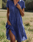 Hemdblusenkleid Damen Midi | Kleid mit V-Ausschnitt und Kurzarm