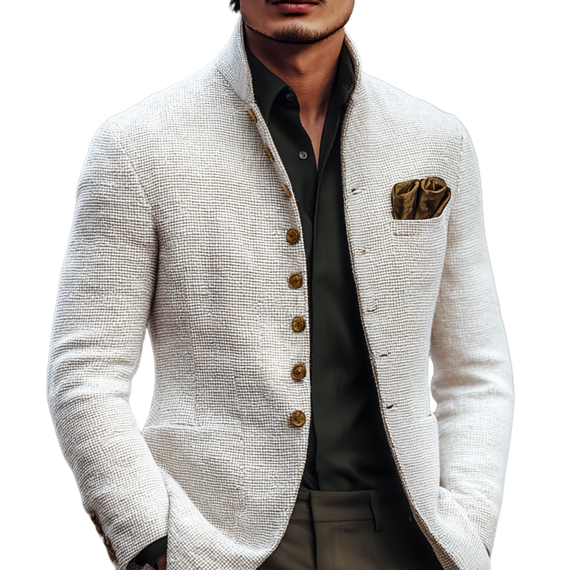 Herren Blazer Langen Ärmeln Stehkragen Und Knöpfen | Gestrickt