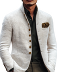 Herren Blazer Langen Ärmeln Stehkragen Und Knöpfen | Gestrickt