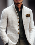 Herren Blazer Langen Ärmeln Stehkragen Und Knöpfen | Gestrickt