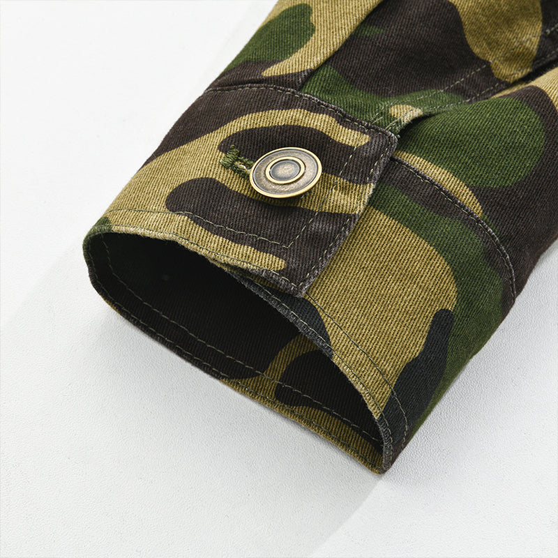 Herren-langarmjacke Mit Kragen Und Camouflage-muster | Freizeit