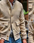 Herren-strick Jacke Mit Langen Ärmeln Und Stehkragen | Knopfleiste