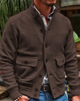 Herren-strick Jacke Mit Langen Ärmeln Und Stehkragen | Knopfleiste