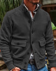 Herren-strick Jacke Mit Langen Ärmeln Und Stehkragen | Knopfleiste