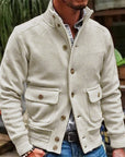 Herren-strick Jacke Mit Langen Ärmeln Und Stehkragen | Knopfleiste