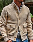 Herren-strick Jacke Mit Langen Ärmeln Und Stehkragen | Knopfleiste