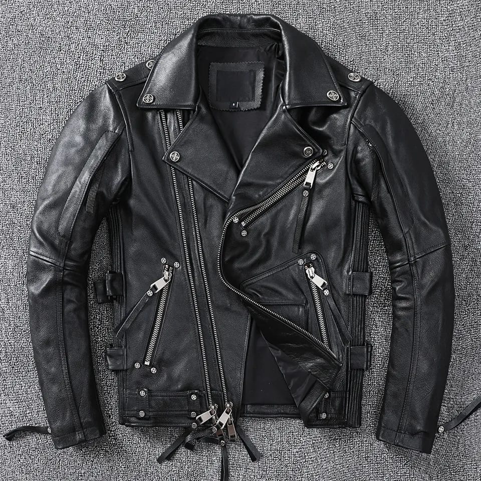 Herrenjacke Langen Ärmeln Kragen Reißverschluss | Biker