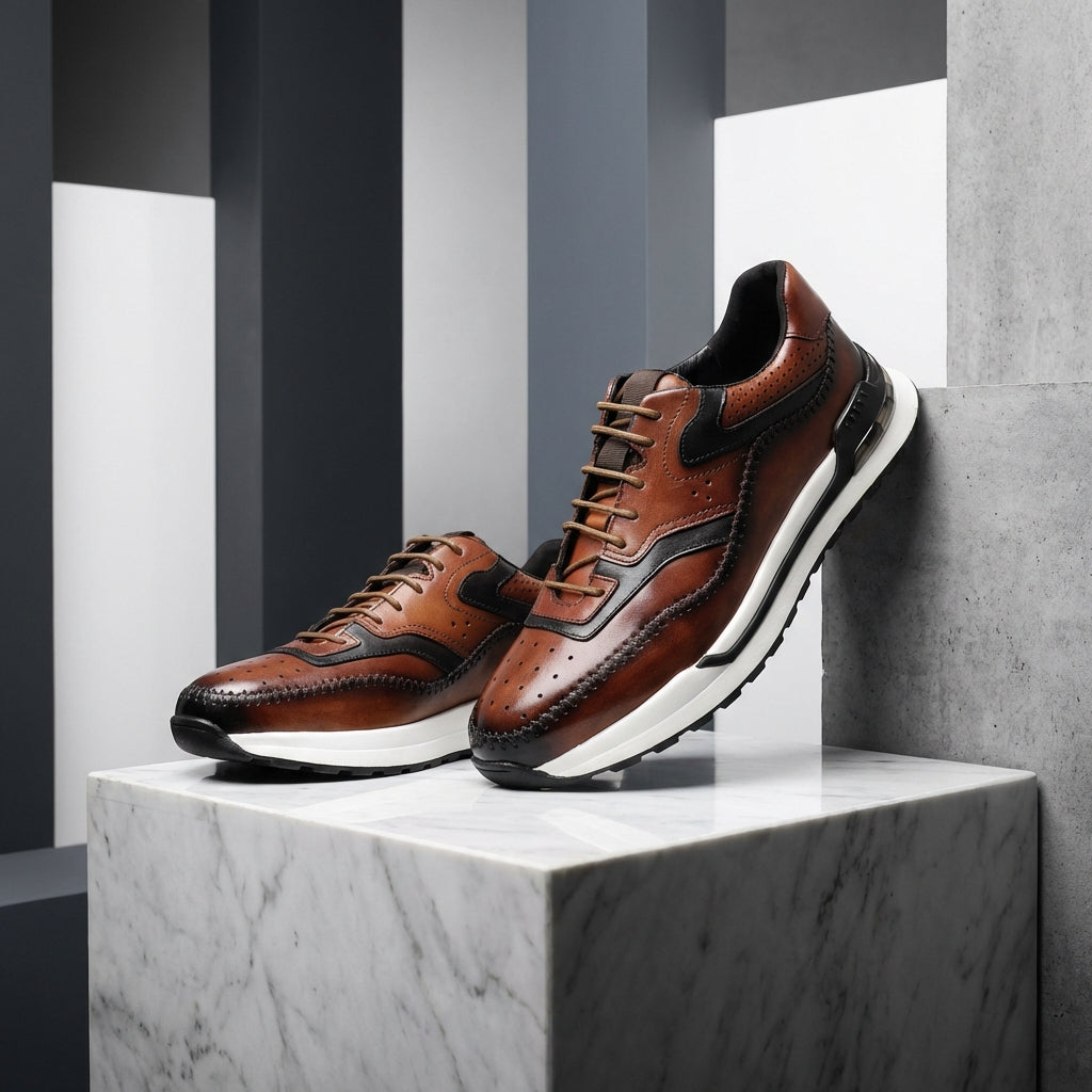 Herrenschuhe Sneaker | Farbblock Design und Schnürung