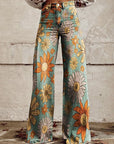 Jeans Damen Blumenmuster | Weite Jeans Hohe Taille