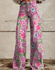 Jeans Damen Blumenmuster | Weite Jeans Hohe Taille