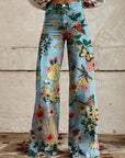 Jeans Damen Blumenmuster | Weite Jeans Hohe Taille