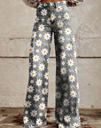 Jeans Damen Blumenmuster | Weite Jeans Hohe Taille