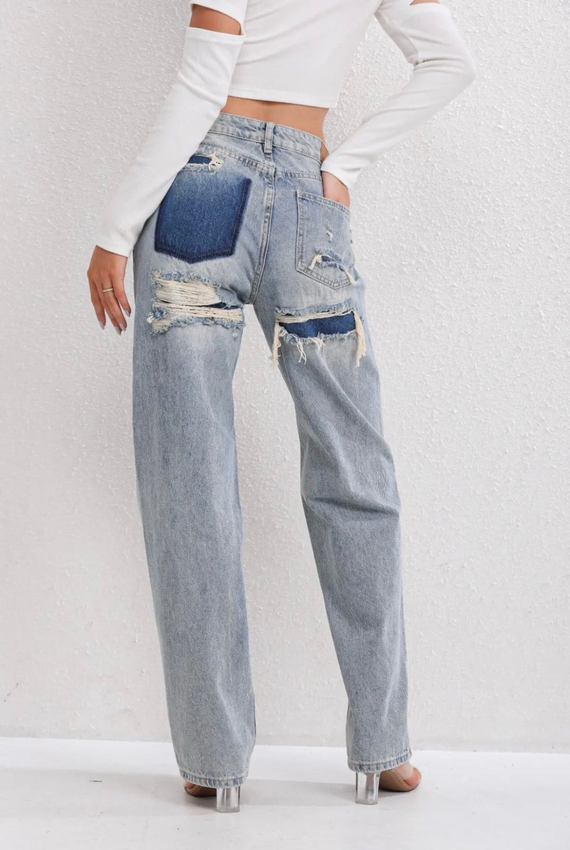 Jeans Damen Hohe Taille | Gerade Hose Weites Bein