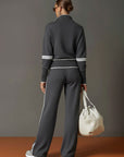 Jogginganzug Damen Zweiteiler | Pullover mit Reißverschluss und Weite Hose