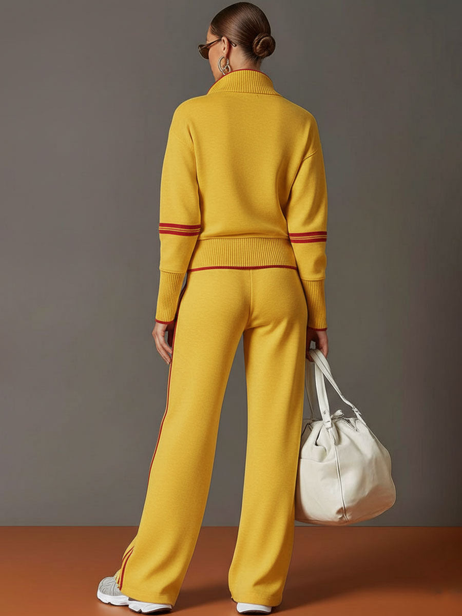 Jogginganzug Damen Zweiteiler | Pullover mit Reißverschluss und Weite Hose